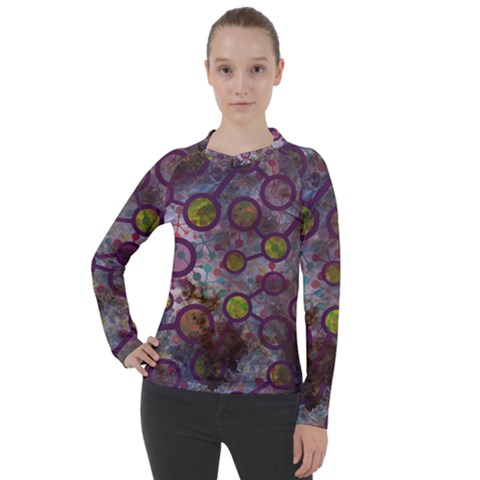 Abstract Molecular Space Art Women s Pique Long Sleeve T-shirt by ExtraGoodSauce