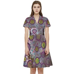 Abstract Molecular Space Art Short Sleeve Waist Detail Dress by ExtraGoodSauce