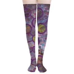 Abstract Molecular Space Art Thigh High Stockings by ExtraGoodSauce