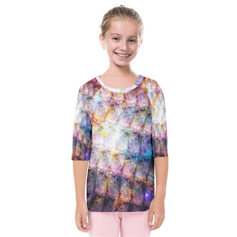 Cosmic Owls Pattern Kids  Quarter Sleeve Raglan T-shirt by ExtraGoodSauce