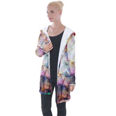 Cosmic Owls Pattern Longline Hooded Cardigan by ExtraGoodSauce