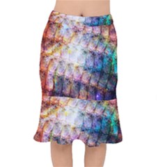 Cosmic Owls Pattern Short Mermaid Skirt by ExtraGoodSauce