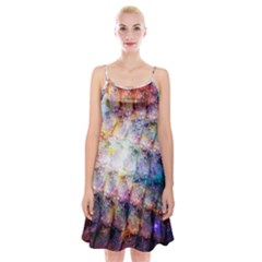 Cosmic Owls Pattern Spaghetti Strap Velvet Dress