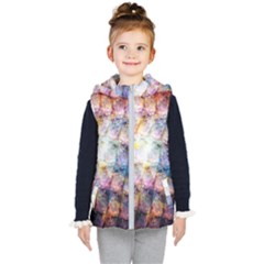 Cosmic Owls Pattern Kids  Hooded Puffer Vest