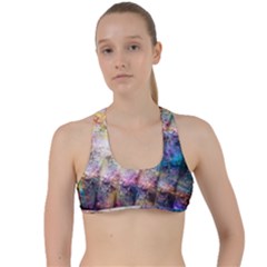 Cosmic Owls Pattern Criss Cross Racerback Sports Bra by ExtraGoodSauce