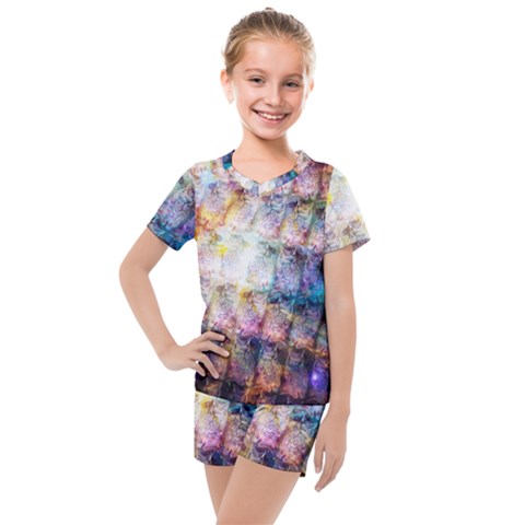 Cosmic Owls Pattern Kids  Mesh T-shirt And Shorts Set by ExtraGoodSauce