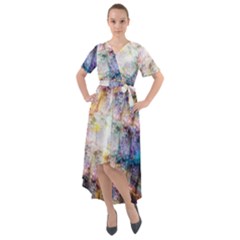 Cosmic Owls Pattern Front Wrap High Low Dress by ExtraGoodSauce