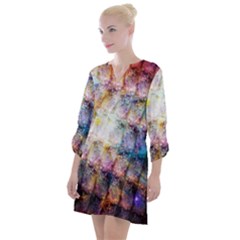 Cosmic Owls Pattern Open Neck Shift Dress by ExtraGoodSauce