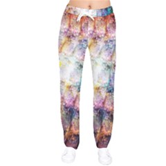 Cosmic Owls Pattern Women Velvet Drawstring Pants