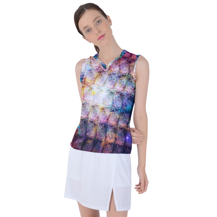 Cosmic Owls Pattern Women s Sleeveless Sports Top