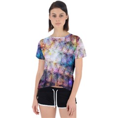 Cosmic Owls Pattern Open Back Sport T-shirt by ExtraGoodSauce