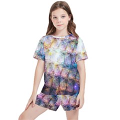 Cosmic Owls Pattern Kids  T-shirt And Sports Shorts Set by ExtraGoodSauce