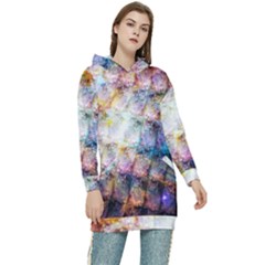 Cosmic Owls Pattern Women s Long Oversized Pullover Hoodie