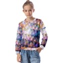 Cosmic Owls Pattern Kids  Long Sleeve T-Shirt with Frill  View1