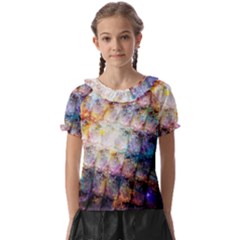 Cosmic Owls Pattern Kids  Frill Chiffon Blouse by ExtraGoodSauce