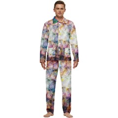 Cosmic Owls Pattern Men s Long Sleeve Velvet Pocket Pajamas Set by ExtraGoodSauce