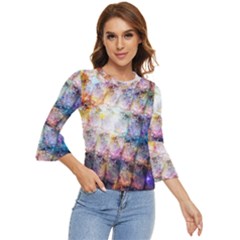 Cosmic Owls Pattern Bell Sleeve Top