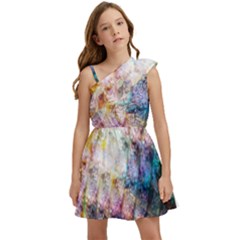 Cosmic Owls Pattern Kids  One Shoulder Party Dress by ExtraGoodSauce