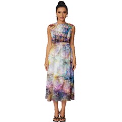 Cosmic Owls Pattern Sleeveless Round Neck Midi Dress by ExtraGoodSauce