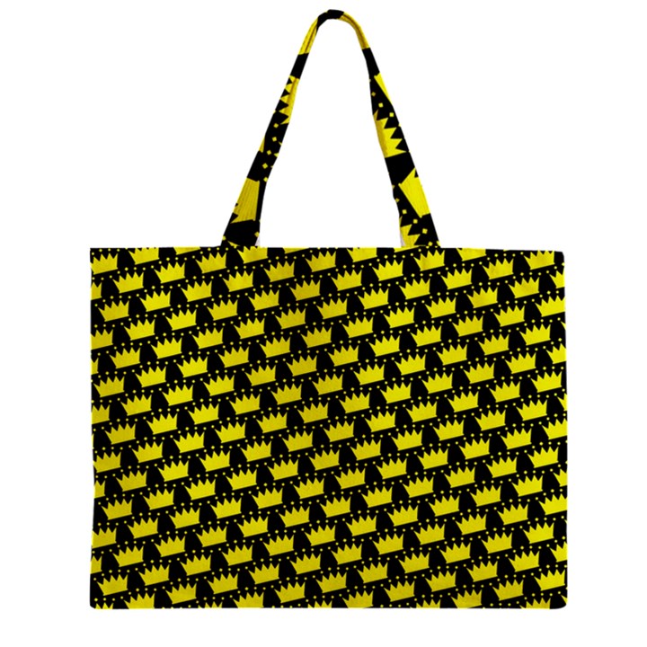 Royalty Inspired Crown Pattern Zipper Mini Tote Bag