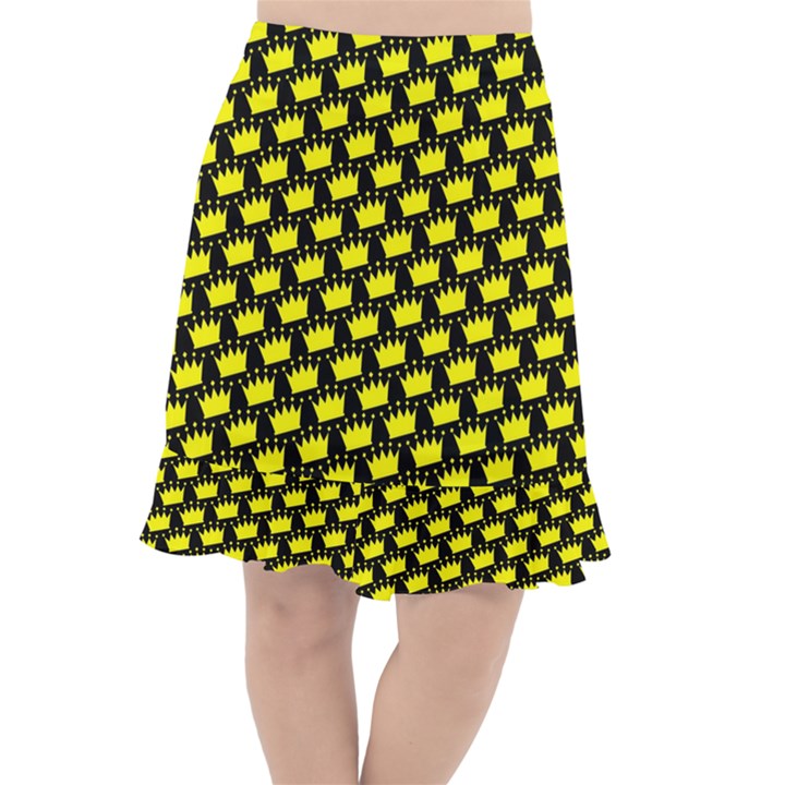 Royalty Inspired Crown Pattern Fishtail Chiffon Skirt