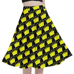 Royalty Inspired Crown Pattern A-line Full Circle Midi Skirt With Pocket by ExtraGoodSauce