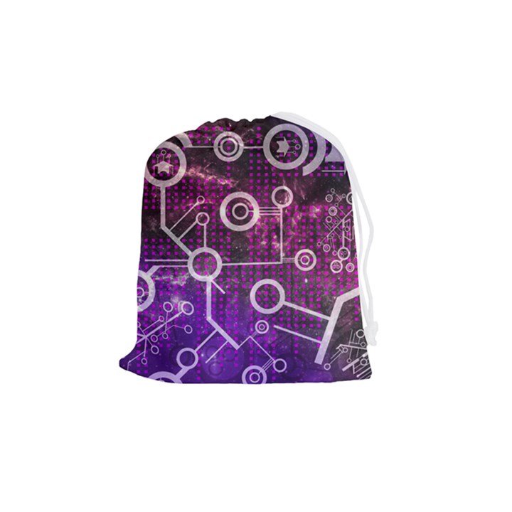 Cosmic Network Geometric Art Drawstring Pouch (Medium)