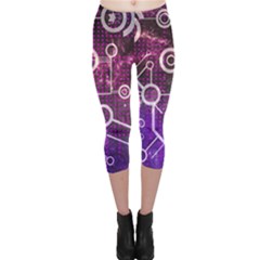 Cosmic Network Geometric Art Capri Leggings  by ExtraGoodSauce