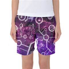 Cosmic Network Geometric Art Women s Basketball Shorts by ExtraGoodSauce