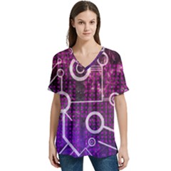 Cosmic Network Geometric Art V-neck Split Shoulder Casual T-shirt by ExtraGoodSauce