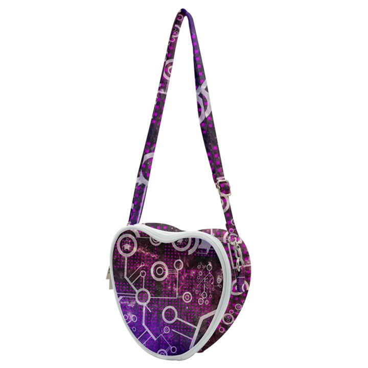 Cosmic Network Geometric Art Heart Shoulder Bag