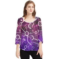 Cosmic Network Geometric Art Chiffon Quarter Sleeve Blouse by ExtraGoodSauce