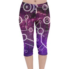 Cosmic Network Geometric Art Velvet Capri Leggings  by ExtraGoodSauce