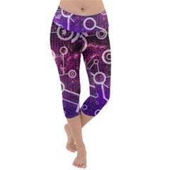 Cosmic Network Geometric Art Lightweight Velour Capri Yoga Leggings by ExtraGoodSauce