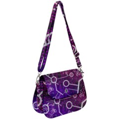 Cosmic Network Geometric Art Saddle Handbag by ExtraGoodSauce