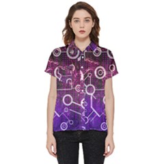 Cosmic Network Geometric Art Short Sleeve Pocket Shirt by ExtraGoodSauce