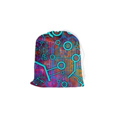 Abstract Tech Galaxy Design Drawstring Pouch (small) by ExtraAwesomeSauce