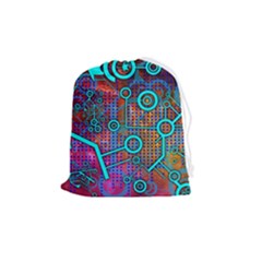 Abstract Tech Galaxy Design Drawstring Pouch (medium) by ExtraGoodSauce