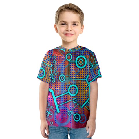 Abstract Tech Galaxy Design Kids  Sport Mesh T-shirt by ExtraGoodSauce