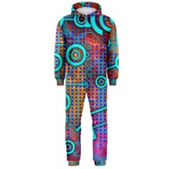 Abstract Tech Galaxy Design Hooded Jumpsuit (men)