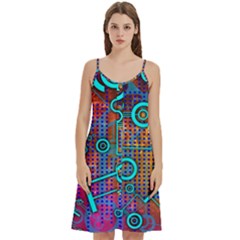 Abstract Tech Galaxy Design Women s Spaghetti Strap Pullover Cami Dress by ExtraGoodSauce