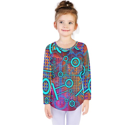 Abstract Tech Galaxy Design Kids  Long Sleeve T-shirt by ExtraGoodSauce