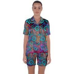 Abstract Tech Galaxy Design Satin Short Sleeve Pajamas Set by ExtraAwesomeSauce