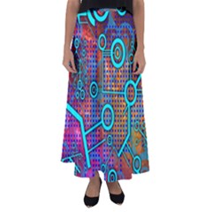 Abstract Tech Galaxy Design Flared Maxi Skirt by ExtraGoodSauce