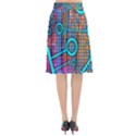 Abstract Tech Galaxy Design Flared Midi Skirt View2