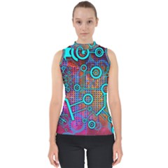 Abstract Tech Galaxy Design Mock Neck Shell Top by ExtraGoodSauce