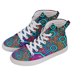 Abstract Tech Galaxy Design Women s Hi-top Skate Sneakers by ExtraGoodSauce