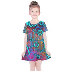 Abstract Tech Galaxy Design Kids  Simple Cotton Dress by ExtraGoodSauce