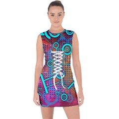 Abstract Tech Galaxy Design Lace Up Front Bodycon Dress by ExtraAwesomeSauce