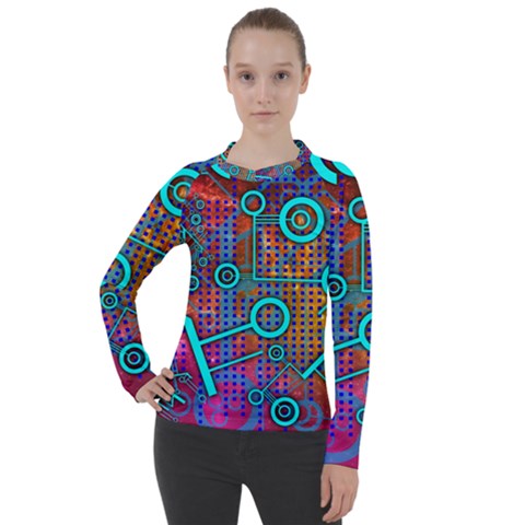 Abstract Tech Galaxy Design Women s Pique Long Sleeve T-shirt by ExtraGoodSauce